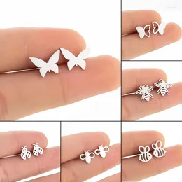 Stud Earrings Jisensp Stainless Steel Fashion Sweet Mini Insect Butterfly Bee For Women Wedding Jewelry Engagement Gift