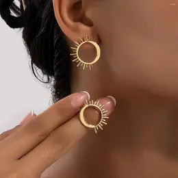 Hoop Earrings Obega Ins Sun Moon Shape Tiny Stud Trendy Gold SIlver Color Fashion Europen And Amercian Punk Syle Metal Jewelry