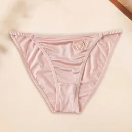 Mutandine femminili 1 pc Underpants senza soluzione di continuità Brief di raso Nylon Knickers Donne sottili Fiore a bassa vita