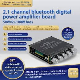 Amplifier XYS100H HIFI TPA3116D2 Bluetooth 5.0サブウーファーアンプボード50WX2+100W 2.1チャネルパワーオーディオステレオバスUSBアプリアンプアンプ