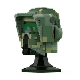 Hjälmsamling byst byggstenar MOC 77568 Space Movie Soldier Character Camouflage Militärmodell Bricks Idéer Toy Gift 240428