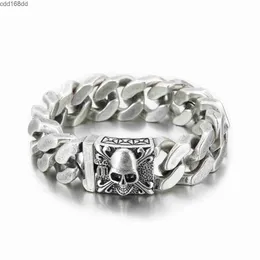 Charm Bracelets Charm Bracelets 20mm Big and Heavy y Cuban Chain Bracelet Men With Devil Ghost Skull Vintage Magical Jewelry Gift For Friends 230731