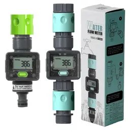 Digital Water Flow Meter Hose Water Meter for Outdoor Garden Hose Measure Consumption and Water Flow Rate with Quick Connectors 240430