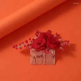 Clip per capelli Itacazzo Accessorio per la testa da sposa piena di stile romantico affascinante misterioso briglia da matrimonio da donna rossa