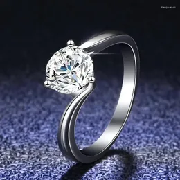 Pierścienie klastrowe Oryginalne PT950 Platynowy pierścień 1 D Kolor Moissanite Diamond Luksusowy obróbka ślubna Fine Jewelry dla kobiet