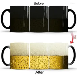 Mugs Teqi Beer Bubble Discoloration Cup Ceramic Heat-Sensitive Temperature-Sensitive Office Coffee Mug Water Glass