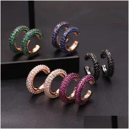 Clip-On Screw Back Earrings Luxury Cubic Zirconia Ear Cuff For Women Colorf Clip Non Pierced Stack Zircon Charm Fashion Jewelry Dr Dhxsf