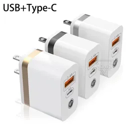 USB A+C Dual port quick fast 2.4A wall charger travel adapter for smart phone charger Metal edge