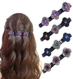 Sparkling Crystal Stone Braided Hair Clips Four Leaf Clover Chopped Hairpin Women Barrettes Hairpins Accessories For Girls Ponytai6448744