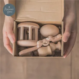 Blockerar barns leksaker baby födelse med set milstolpar borsta baby rattle fotografering födelse nyfödd set baby utbildningsgåva till barn