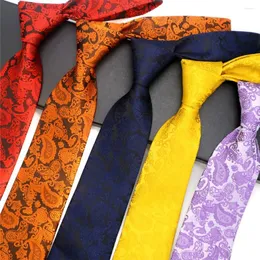 Bow Ties Luxury 8cm Mens الرسمية اللباس الكلاسيكي Gravata Corbatas Business Paisley Necktie Jacquard Woven Men Neck