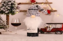 Модные рождественские украшения винодельческая крышка рождественская красная серая бутылка для бутылки снежинки эльф без безличальных гномов