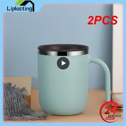 Mugs 2PCS Tea Milk Cup Double Water Insulation Thermal Mug Wholesale Drinkware Cups With Lid Coffee 400ml