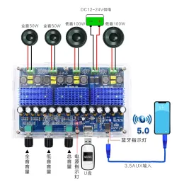 Amplifier TPA3116D2 Bluetooth 5.0デジタルパワーアンプボード4チャンネル50WX2+100WX2ステレオデュアルベースサブウーファーアンプホームシアターXHA310