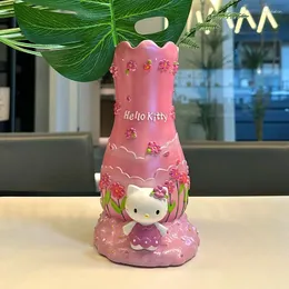 Vasos Cartoon Kitty Flower Vaso Potting Garden Ornament Resina Decoração de casa Decoração do Dia dos Namorados Presente Girls Desktop Ornaments