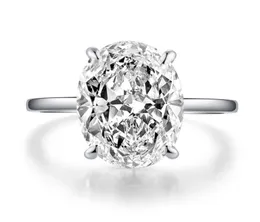 Vecalon Dazzing 925 Sterling Srebrny pierścień zaręczynowy Owalny Cut 5ct Diamond Cz Wedding Pierścienie dla kobiet palec biżuterii2467799