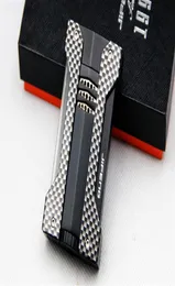 JiFeng Cigar Lighter carbon Fiber with metal Windproof 1 Torch Straight Jet Flame Lighter Use Butane Gas Boutique gift box267R4204979