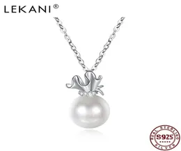 Lekani 925 Sterling Silver Women039s Pearl Cipcant Necklace Luxury Zircon Fine Gioielli Squisiti Fashi