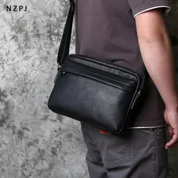 Мужские кожаные сумки на плече верхний слой повседневный рюкзак горизонтальный поперечный тел модный 10-дюймовый iPad NZPJ 240429