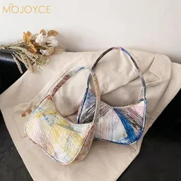 Shoulder Bags Underarm Hobos Bag Printed PU Leather Vintage Female Zipper Small Purse Summer Fashion Handlebags For Women