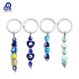 Keychains Lucky Eye Glass Blue Turkish Evil Keychain Colorful Heart Beaded Car Keyring For Women Men Fashion Jewelry BE772