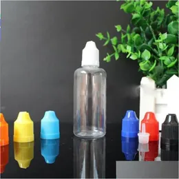 تعبئة زجاجات الجملة 1000pcs 60 مل من قطار بلاستيكي فارغ مع أغطية مضادة للطفل ملونة وطرف رفيع طويل للسائل 60 مل MBM DHEWB