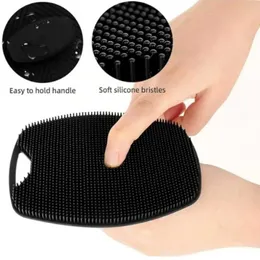 Bath Tools Accessories 1Pc soft silicone exfoliating brush rubber back body cleaning scrubber shower gentle massage bathtub products Q240430