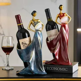 Dekoratif nesneler figürinler dans eden kız şarap rafı sanatsal el sanatları minimsm tarzı ev ofis şarap raf süsleri zarif konut dekor hediye şarap tutucu T240505