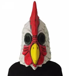 Mascheri per feste White Latex Rooster Adulti Mad Chicken Cockerel Halloween Spaido cosplay in maschera 2208266168621