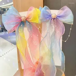 Hårtillbehör Barnband Girl Rainbow Bow Two Piece Woven Headwear Princess Ponytail Braid Ribbon Card