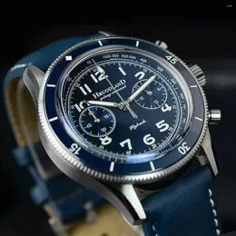 Orologi da polso hruodland f019 classici cronografo maschile maschile orologi vk64 in vetro in vetro blu abito in acciaio inossidabile nero wrsiwatchs maschio