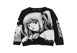 ATSUNNY 2021 Hip Hop Streetwear Vintage Style Harajuku Knitting Sweater Anime Girl Knitted Death Note Sweater Pullover G09094240945