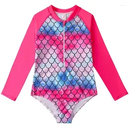 Women's Swimwear Kids Girls Rashguard Swimsuit UV 50 Long Sleeve One Piece Zip