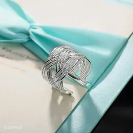 Кластерные кольца 925 Стерлинговая серебряная мода Женщина Большое кольцо открыто женщины, мужчина, милая, горячая распродажа, свадебная вечеринка, украшения, милый хороший подарки H240504