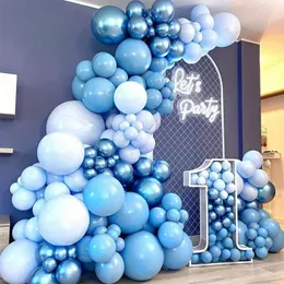 زخرفة الحفلات الأزرق البالون البالون القوس مجموعة الزهور لتزيين حفلات الزفاف