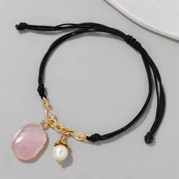 Strand Handmade Brained Bracelet Stone Natural Rose Quartzs Amazonite Amethysts Beads Charm Bracelets for Women Girls Jewelry Gift