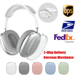 For Airpods pro max bluetooth earbuds Headphone Accessories Transparent TPU Solid Silicone Waterproof Protective case AirPod Maxs Headphones Headset cover Case