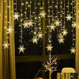Weihnachtsdekorationen 3,5m Schneeflocke LED LED LICHT TREE NAVIDAD JUMMAS GESCHUNG FÜR HABE JAHR 2021 KERST DROP DELUGENE Garten Festliche Party Sup DHz3q