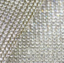 Shippment2mm Clear Glass Rhinestone Pärled Tim Fix eller Self Adhesive Strass Applique Banding Diamond Mesh Roll för DIY DE57377763432865