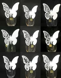 50pcslot White Butterfly Laser Cut Table Mark Wine Glass Name Place Cards Wedding Birthday Baby Shower Christmas Party Supplies Y76480573