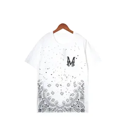 Men's T Shirt Letter Print Babysbreath Fashion New Single Men's and Women's Waist Flower Pattern Casual Loose O Neck Summer Top