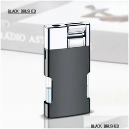 Lighters Windproof Cigar Cigarette Jet Metal Level Ignition Torch Blue Flame Lighter Butane Gas Refillable Smoking Novel Gift Drop D Dhbfp