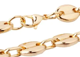 Schiff 1803903932039039 Wählen Sie die Lenght Edelstahl Gold Kaffeebohnen Halskette 9mm breit glänzend für Wome3846582