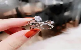 Shinning Zircon Rings for Women Silver Color Multi Layers X Criss Open Ring Justerbara modesmycken1493026