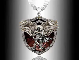 Exquisite Fashion Warrior Guardian Holy Angel Saint Michael Pendant Necklace Unique Knight Shield Anniversary Gift290x5340492