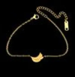 Ganze 10pcslot Edelstahl minimale Bananenarmbänder für Frauen Kinder Schmuck Goldfarbe zierlich Obst Armbandjes Dames Link5960312