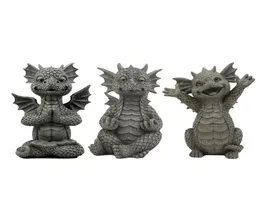 Decorações de jardim Dragon Meditation estátua no Yard Fantasy Resina Coletando Artesanato 18x11x9cm Outdoor Decoration99499998