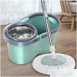 Mops Matic Rotating Mop No Hands Household Wooden Floor Cleaning Trafine Fiber Mat With Bucket Magic 230404 Drop Delivery Dh8Aq