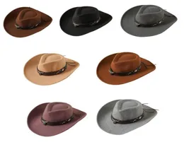 Basker Western Cowboy Hat Roll Up Brim Sombrero Caps Retro Filt Mexikansk jazz temaparti Tillbehör6839725