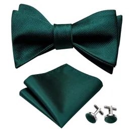 Bow Ties Self for Men Silk Butterfly Tie Green Designer Hanky ​​CuffLinks Suit Collar Removable Barry Wanglh-102 288n